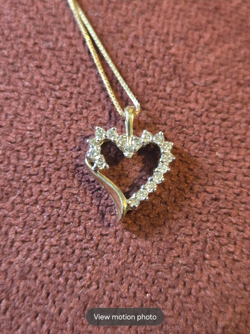 Zales 10k Shadow Heart Necklace With 17 Diamonds On 18in Rope Chain 14k